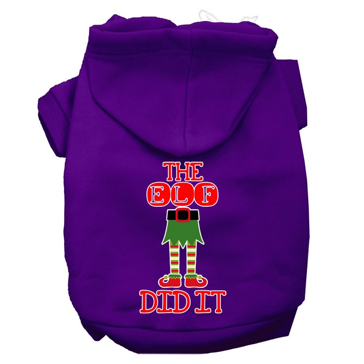 The Elf Did It Screen Print Dog Hoodie Purple XS